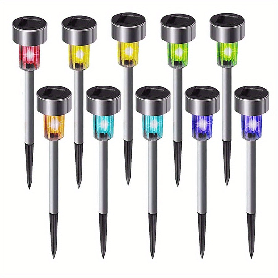 1 pack/ 8 pack/10 pack/12 pack Solar Powered Stainless Steel LED Landscape Lights, Outdoor Pathway Lights for Garden, Patio, Lawn - 1 Pack/8 Pack/10 Pack/12 Pack