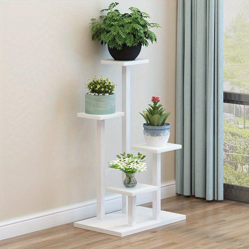 Multiple Flower Pot Holder Rack - Space-Saving Planter Stand Shelves for Indoor Home Garden Decoration and Storage Organizer Display