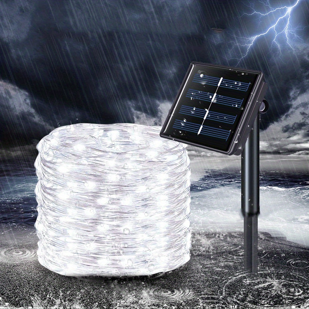 1pc, 50/100/200/300 LED Solar Light Outdoor Waterproof With 8 Modes Copper Wire Fairy Garland String Lights For Party Wedding Patio Garden Lawn Pathway Solar Power Lamp Christmas Decoration, Halloween Decorations Lights Outdo