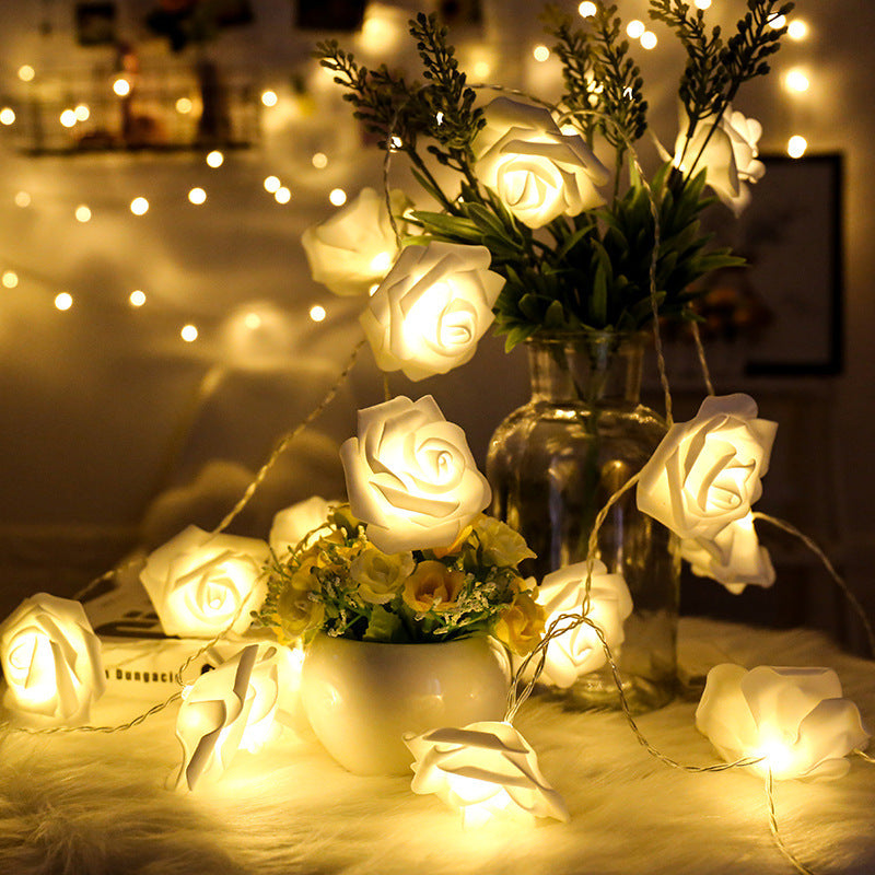 LED Rose String Lights, For Valentine's Day Wedding, Room Garden Decoration Night Light, Outdoor LED Fairy String Light Garland Wedding Street, Artificial Flowers LED Light, Mother And Valentines Day Gifts, Christmas & Hallow