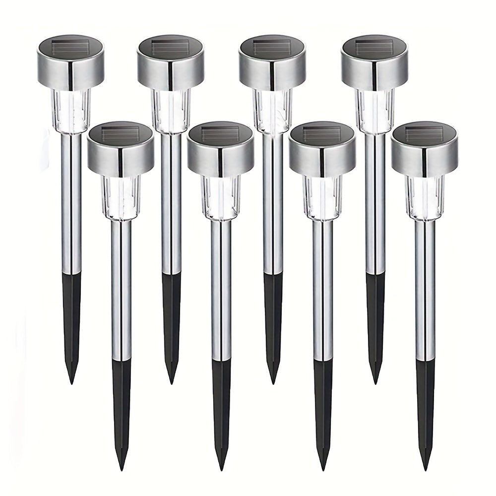 1 pack/ 8 pack/10 pack/12 pack Solar Powered Stainless Steel LED Landscape Lights, Outdoor Pathway Lights for Garden, Patio, Lawn - 1 Pack/8 Pack/10 Pack/12 Pack
