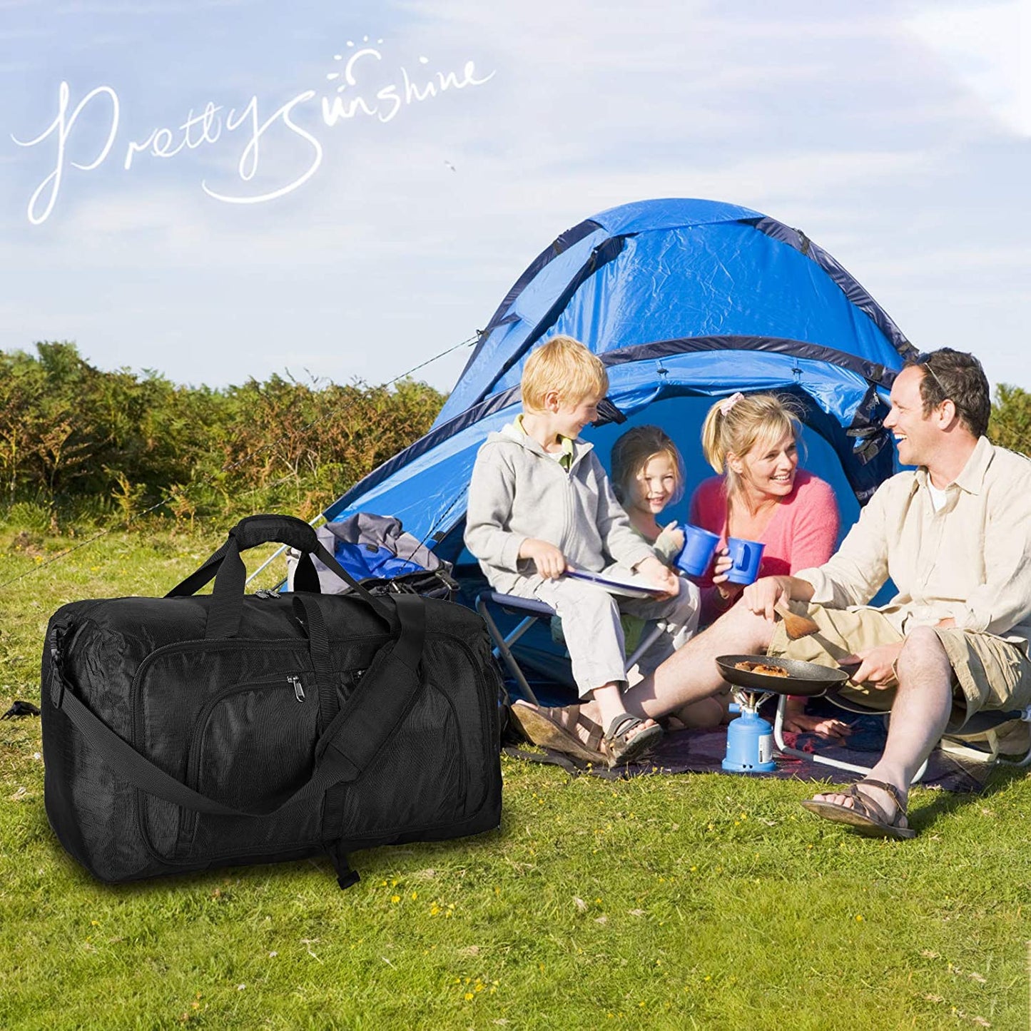 Duffel Bags for Traveling 80L Carry on Foldable Weekender Overnight Bag for Men Women Waterproof Weekend Travel Duffle Bags with Shoe Compartment,Black