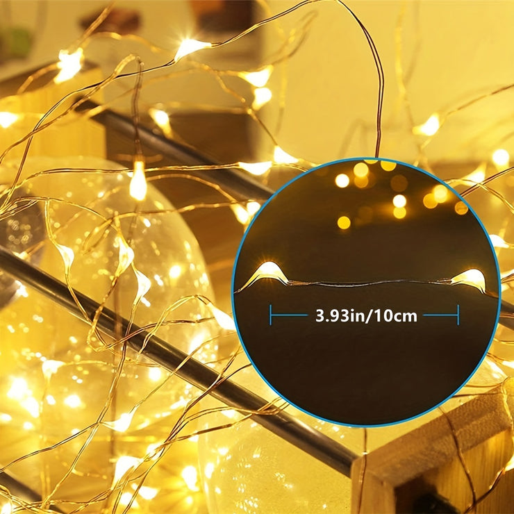 1pc, 50/100/200/300 LED Solar Light Outdoor Waterproof With 8 Modes Copper Wire Fairy Garland String Lights For Party Wedding Patio Garden Lawn Pathway Solar Power Lamp Christmas Decoration, Halloween Decorations Lights Outdo
