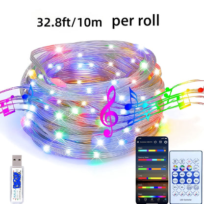 50ft Dream Colo Led Lights, RGB LED Strip Lights, Smart Led String Lights, Christmas Lights, Led Fairy Lights With APP Control Remote Control For Bedroom Room Party Home Tree  For Garden Decor Home Decor Living Room, Hallowee