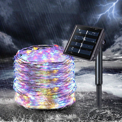1pc, 50/100/200/300 LED Solar Light Outdoor Waterproof With 8 Modes Copper Wire Fairy Garland String Lights For Party Wedding Patio Garden Lawn Pathway Solar Power Lamp Christmas Decoration, Halloween Decorations Lights Outdo