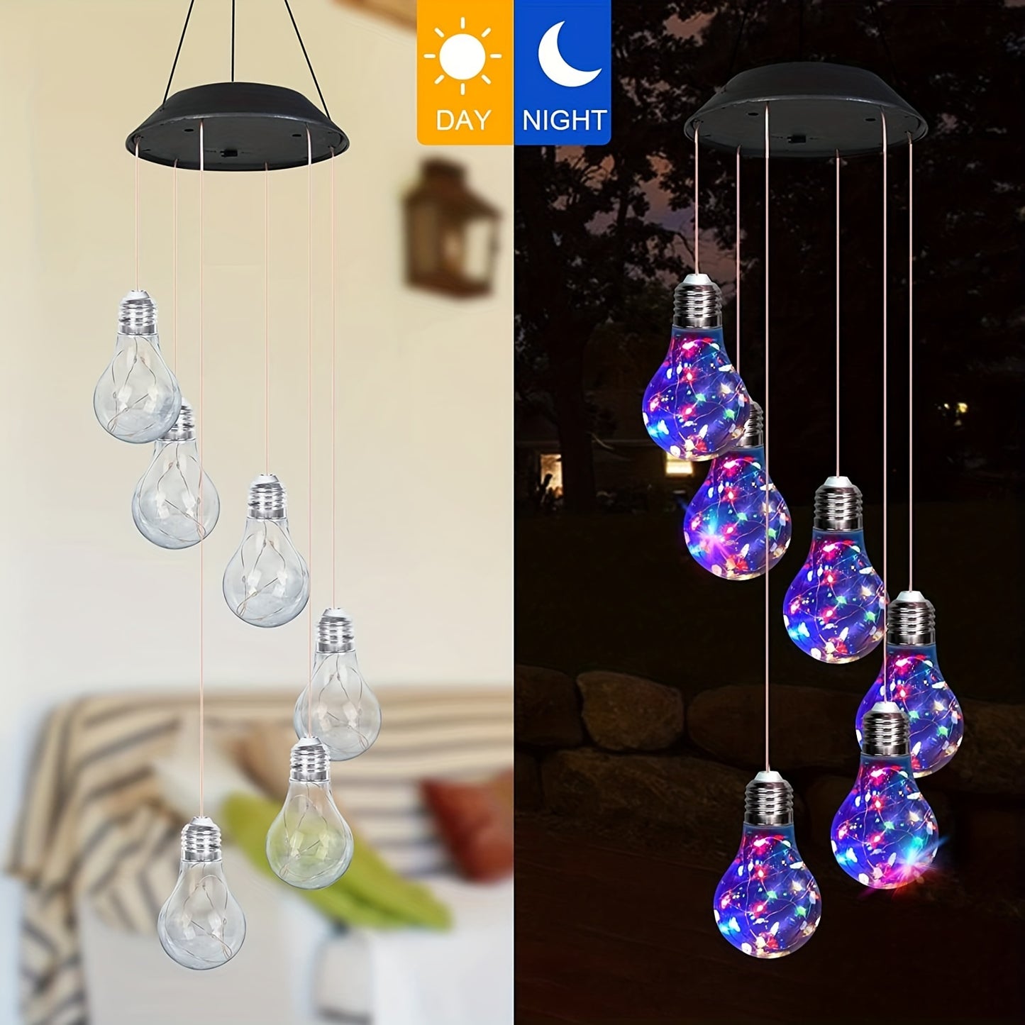 1 Pack, Colorful Lights Solar Wind Chimes For Outside, Hanging Solar Lights Wind Chime For Women Grandma Mom Birthday Windchimes, Christmas Decor For Outdoor Garden Balcony Bedroom Yard