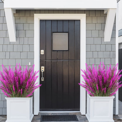 4 Bundles of UV-Resistant Artificial Lavender Flowers - Perfect for Garden, Porch, and Window Box Decorations!