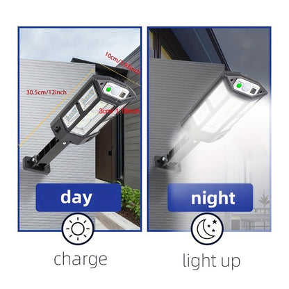 1pc 6500K Super Bright LED Solar Wall Light, Motion Sensor, 3 Lighting Mode Light, Outdoor Garden Security Street Yard Lamp With Battery