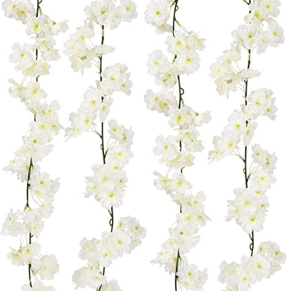 1pc 180CM/5.9ft Artificial Sakura, Fake Flowers Vine For Wedding Garden, Fake Rose Home Party Decoration Christmas Bridal Fake Silk Scrapbook Plants