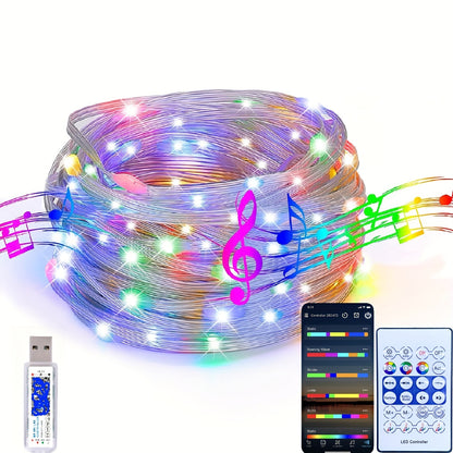 50ft Dream Colo Led Lights, RGB LED Strip Lights, Smart Led String Lights, Christmas Lights, Led Fairy Lights With APP Control Remote Control For Bedroom Room Party Home Tree  For Garden Decor Home Decor Living Room, Hallowee