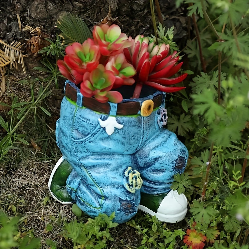 1pc Retro Denim Pants Planter Pots Flower Pots Garden Statues Outdoor Statues Garden Decor