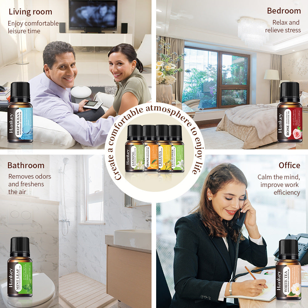 Aromatherapy Essential Oils For Aromatherapy Diffuser & Humidifier, Natural And Long-lasting Fragrance - Rose Petal, Jasmine, Lily Flower, Deep Ocean, White Tea, Freesia, Mint Leaf