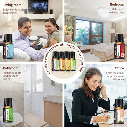 Aromatherapy Essential Oils For Aromatherapy Diffuser & Humidifier, Natural And Long-lasting Fragrance - Rose Petal, Jasmine, Lily Flower, Deep Ocean, White Tea, Freesia, Mint Leaf