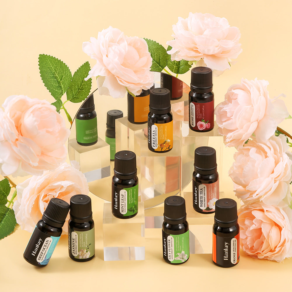 Aromatherapy Essential Oils For Aromatherapy Diffuser & Humidifier, Natural And Long-lasting Fragrance - Rose Petal, Jasmine, Lily Flower, Deep Ocean, White Tea, Freesia, Mint Leaf