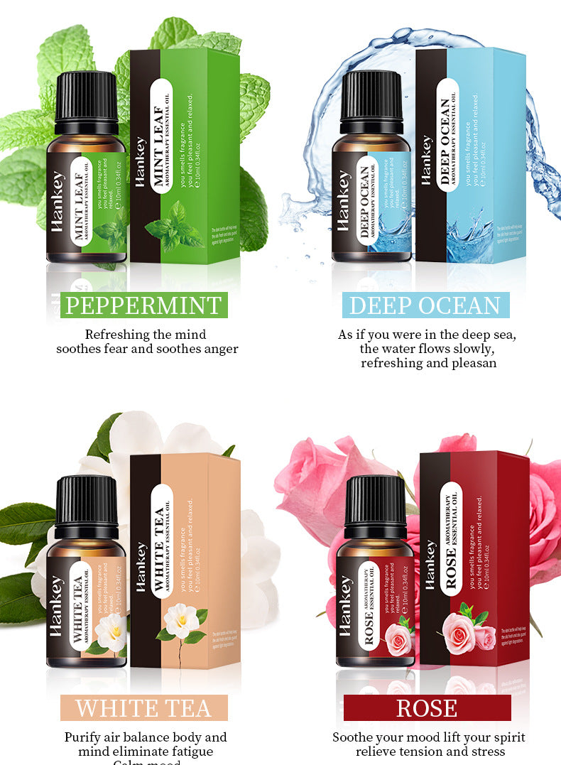 Aromatherapy Essential Oils For Aromatherapy Diffuser & Humidifier, Natural And Long-lasting Fragrance - Rose Petal, Jasmine, Lily Flower, Deep Ocean, White Tea, Freesia, Mint Leaf