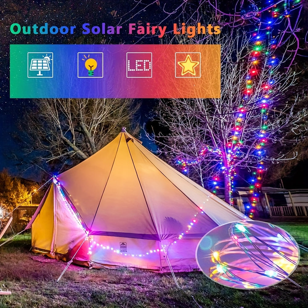 1pc, 50/100/200/300 LED Solar Light Outdoor Waterproof With 8 Modes Copper Wire Fairy Garland String Lights For Party Wedding Patio Garden Lawn Pathway Solar Power Lamp Christmas Decoration, Halloween Decorations Lights Outdo