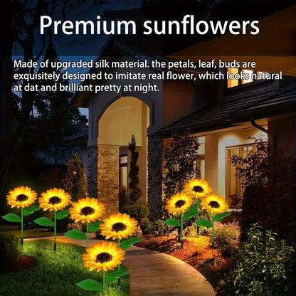 2/4PCS Solar Flower Lights - Bright Sunflower Stake Lights for Garden Decor - Realistic, Weatherproof, Dusk-to-Dawn Illumination - Perfect for Yard, Patio, Front Yard, Backyard, Balcony