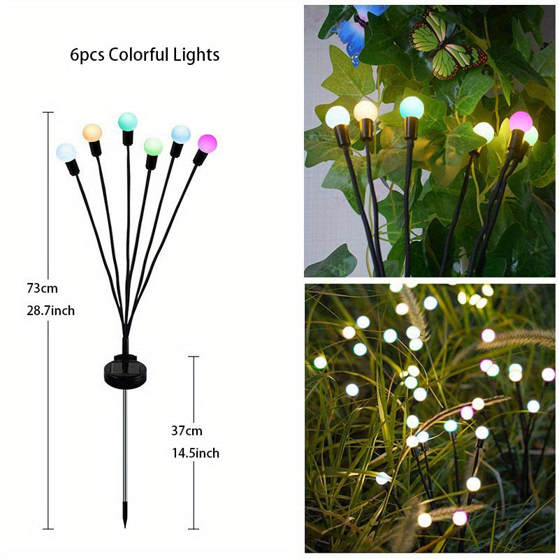6/8/10 Lights Solar Lawn Lamp Garden Lamp, LED Wind-driven Firefly Ground Plug Lamp, Garden Ramadan Decoration Festival Lamp