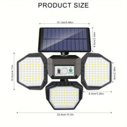 1pc 234 LED Split Solar Wall Light With Remote Control, Water-resistant, PIR Motion Sensor Security Floodlight For Outdoor Patio Yard Garage Garden, LED Lights