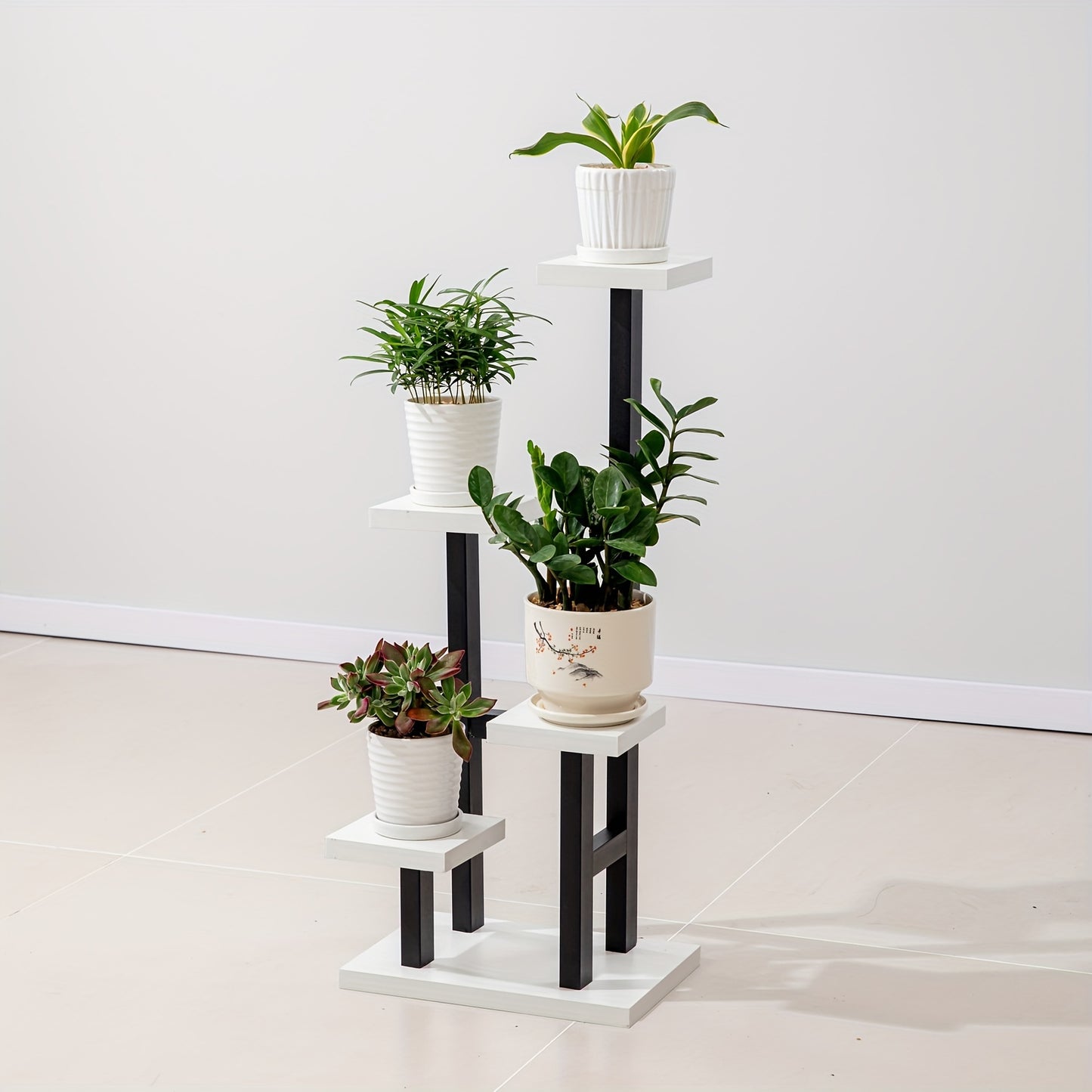 Multiple Flower Pot Holder Rack - Space-Saving Planter Stand Shelves for Indoor Home Garden Decoration and Storage Organizer Display