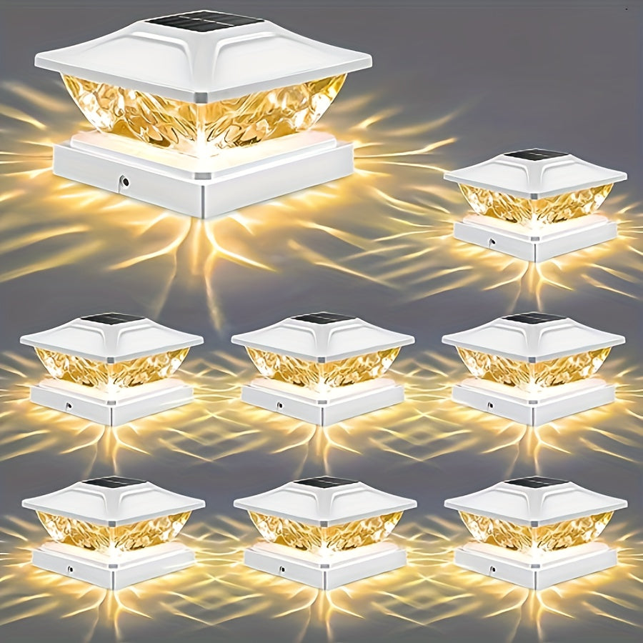 4/6/8 pack Solar Column Cover Light - 2 Modes LED Fence Deck Light for 3.5x3.5, 4x4, 4.5x4.5, 5x5 Wood Posts - Waterproof Outdoor Solar Light for Garden, Porch, Patio, Stairs - Bright and Decorative