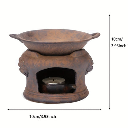 1pc, Retro Aromatherapy Candle Holder Fragrance Burner Tealight Holder Ceramic Candle Diffuser Essential Oil Warmer For Aromatherapy Yoga Room