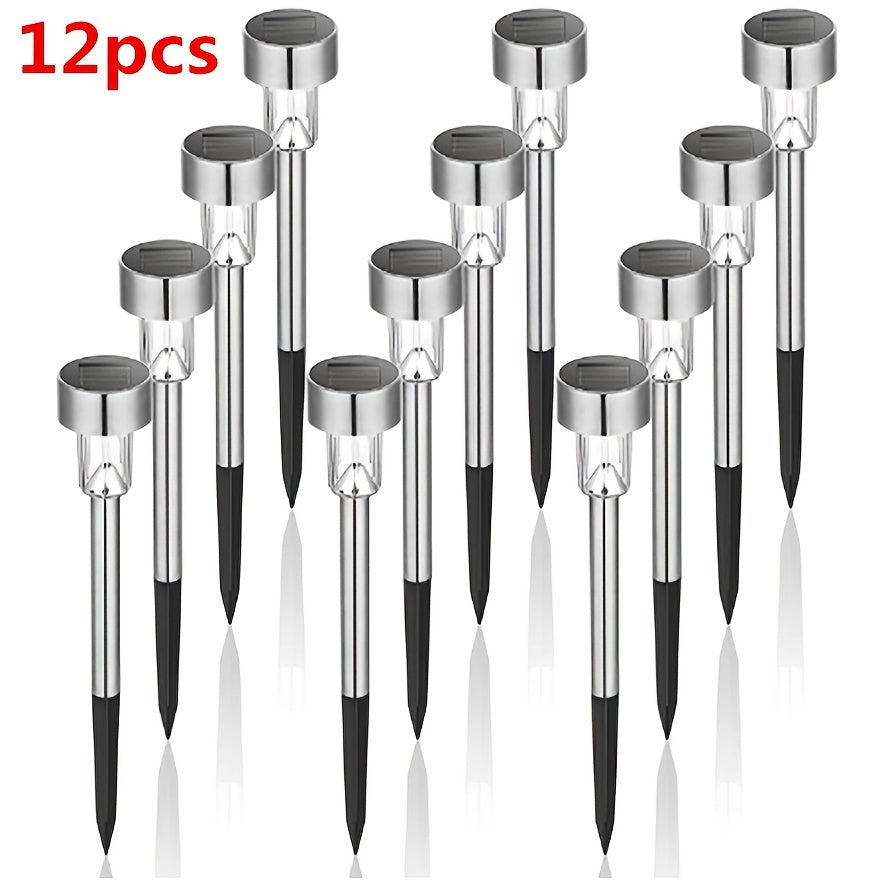 12 Pack Solar Outdoor Lights, Stainless Steel Solar Lights Outdoor Waterproof, LED Pathway Lights Outdoor Solar Lights Solar Garden Lights For Patio, Lawn, Yard And Landscape