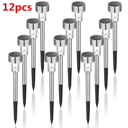 12 Pack Solar Outdoor Lights, Stainless Steel Solar Lights Outdoor Waterproof, LED Pathway Lights Outdoor Solar Lights Solar Garden Lights For Patio, Lawn, Yard And Landscape