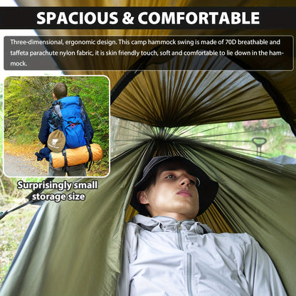 GeerTop 3-in-1 Camping Hammock with Mosquito Net & Sun Shelter - Durable, Easy Setup for Backpacking, Hiking, Beach & Garden
