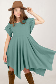 Round Neck Petal Sleeve Dress