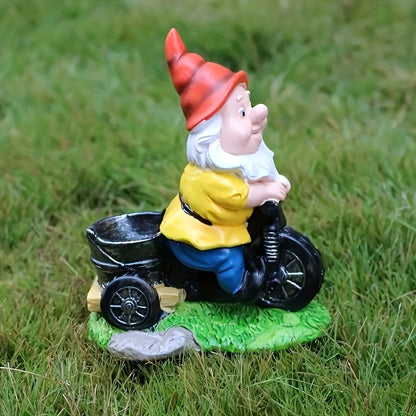 1pc Rustic Resin Gnome Statue on Bicycle, Easter Garden Decor, Outdoor Lawn Sculpture, No Power Needed, Dwarf Figurine for Home & Garden Decoration