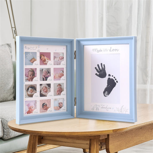 [100 Days Hand & Foot Frame] 100 Days Anniversary Table Filler Photo Frame - Capture Your Newborn's Hand & Foot Prints, Halloween, Thanksgiving And Christmas Gift