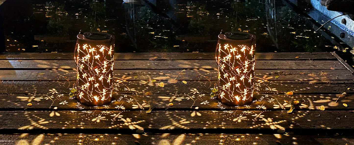 1PC Solar Outdoor Lanterns, Dragonfly Element Hanging Solar Outdoor Garden Lights, Metal Solar LED Lights, Suitable For Gardens, Courtyards, Balconies, Aisles, Lawns, Gifts For Relatives And Friends