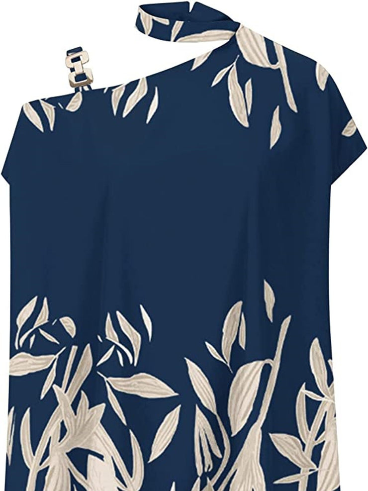 Women's Blouse Summer Halter Batwing Sleeve Floral Print Blouse