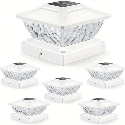 4/6/8 pack Solar Column Cover Light - 2 Modes LED Fence Deck Light for 3.5x3.5, 4x4, 4.5x4.5, 5x5 Wood Posts - Waterproof Outdoor Solar Light for Garden, Porch, Patio, Stairs - Bright and Decorative