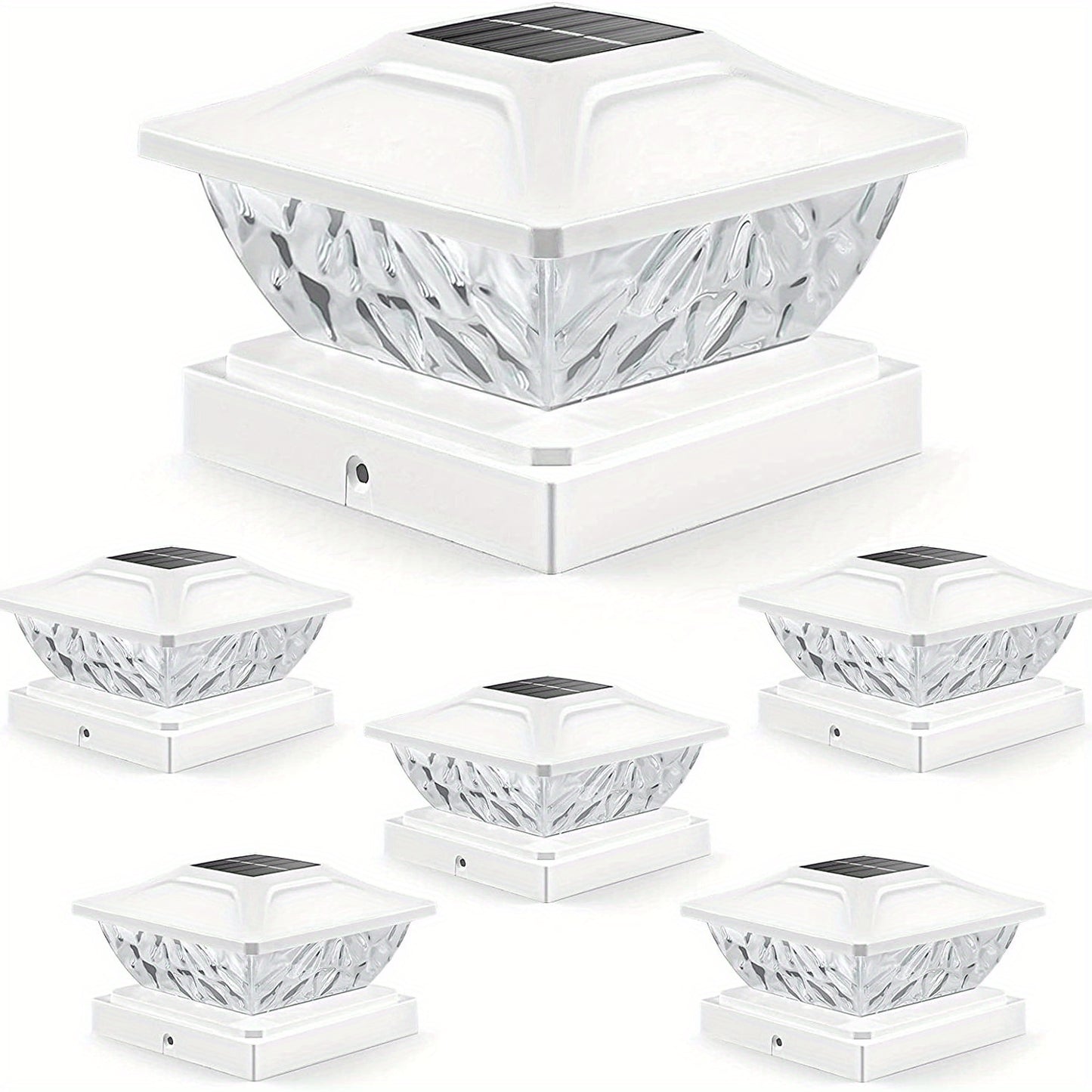 4/6/8 pack Solar Column Cover Light - 2 Modes LED Fence Deck Light for 3.5x3.5, 4x4, 4.5x4.5, 5x5 Wood Posts - Waterproof Outdoor Solar Light for Garden, Porch, Patio, Stairs - Bright and Decorative