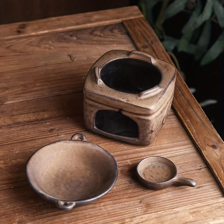 1pc, Retro Aromatherapy Candle Holder Fragrance Burner Tealight Holder Ceramic Candle Diffuser Essential Oil Warmer For Aromatherapy Yoga Room