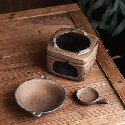 1pc, Retro Aromatherapy Candle Holder Fragrance Burner Tealight Holder Ceramic Candle Diffuser Essential Oil Warmer For Aromatherapy Yoga Room