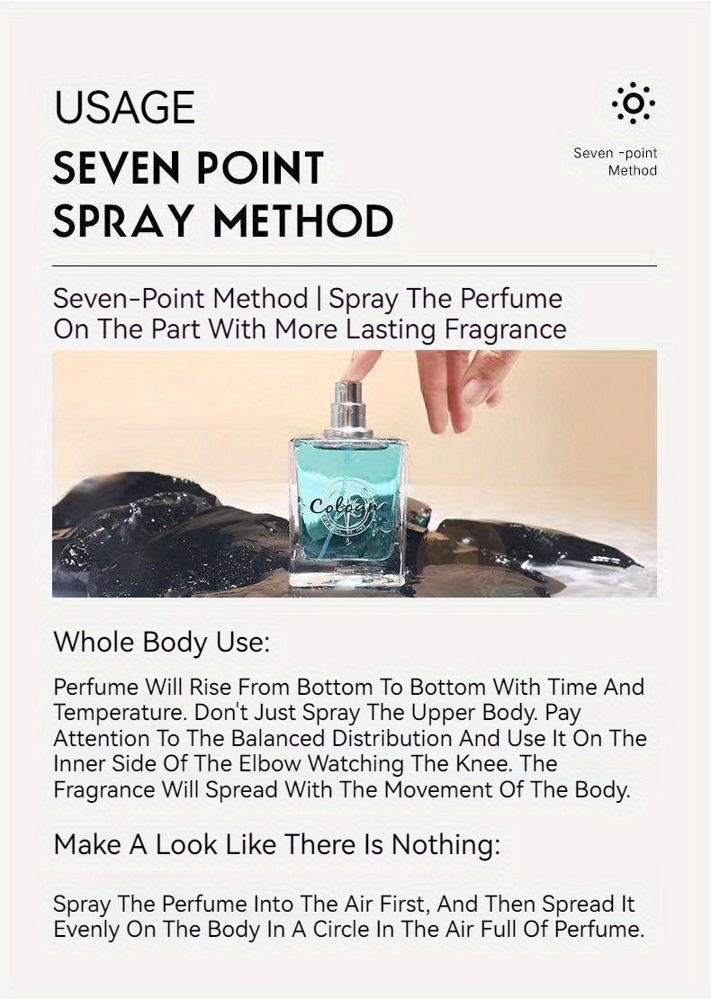 50ml Ocean Pheromones Cologne - Long-Lasting, Light, Fresh, Natural Fragrance for Men, Perfect for Dating, Party, and Gift-Giving, 1.7 Fl. Oz. Eau De Toilette Spray