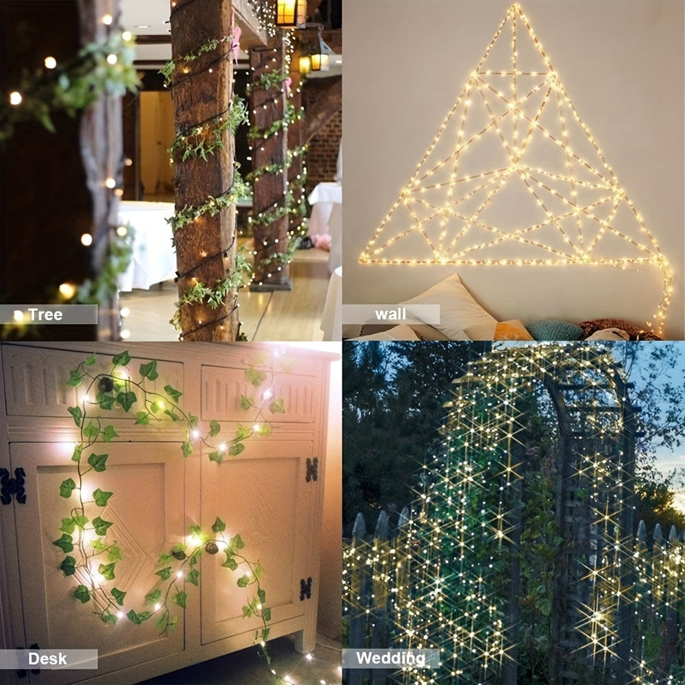 1pc, 50/100/200/300 LED Solar Light Outdoor Waterproof With 8 Modes Copper Wire Fairy Garland String Lights For Party Wedding Patio Garden Lawn Pathway Solar Power Lamp Christmas Decoration, Halloween Decorations Lights Outdo
