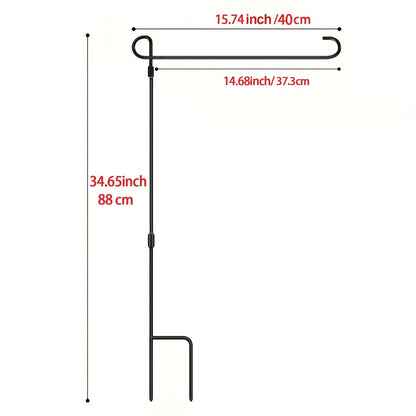 Black Wrought Iron Garden Flag Holder Stand - Durable Yard Flagpole, Holds Flags Up to 12.5" Wide, Includes Tiger Clip and Rubber Stopper for Outdoor Decoration, Coated Flagpole
