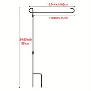 Black Wrought Iron Garden Flag Holder Stand - Durable Yard Flagpole, Holds Flags Up to 12.5" Wide, Includes Tiger Clip and Rubber Stopper for Outdoor Decoration, Coated Flagpole