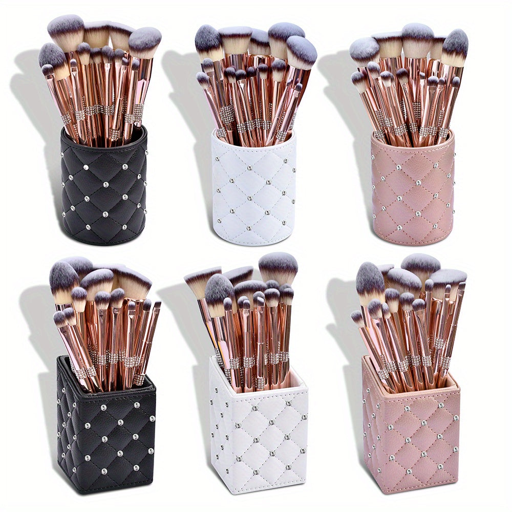12/14pcs Luxe Makeup Brush Set with Glitter Handles - Includes Blush, Eyeshadow, Foundation Brushes & More - Nylon Bristles for All Skin Types - Fragrance-Free