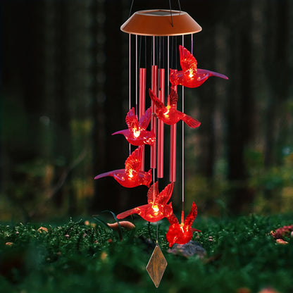 1pc Cardinal Bird Solar Windchimes Outdoor, Garden Christmas Lights, Father Gift, Mother Gift, Mothers Day For Grandma, Sister Gifts, Gardening Gifts For Women, Friend Birthday Gift