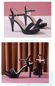 Women's Platform High Heeled Sandals - Sexy Open Toe Sequins Ankle Strap Stiletto Heels - Versatile Dress Pumps for Music Festival - For Women -  Suitable for Parties & Festivals - Perfect Gift for Fashionistas