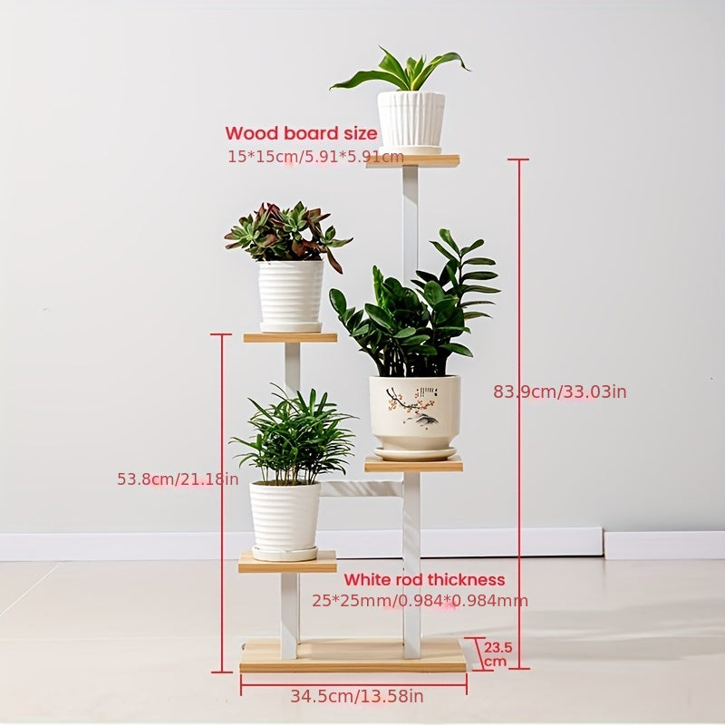 Multiple Flower Pot Holder Rack - Space-Saving Planter Stand Shelves for Indoor Home Garden Decoration and Storage Organizer Display