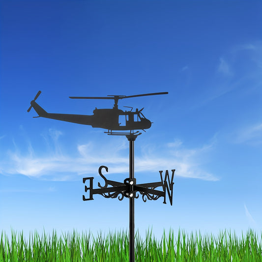 1pc New Vertical Metal Helicopter Wind Indicator - Weathervanes for Roof Garden, Home, Fence Column, Greenhouse, Barn - Decorative Wind Direction Indicator for Yard, Shed, Outdoor Decoration