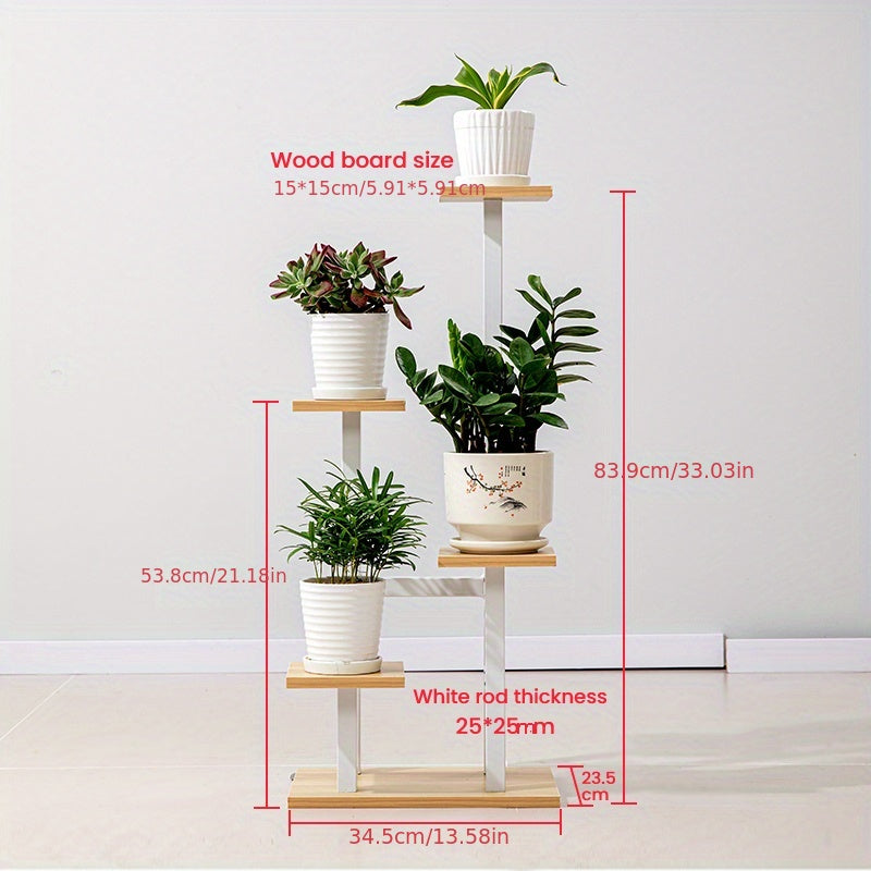 Multiple Flower Pot Holder Rack - Space-Saving Planter Stand Shelves for Indoor Home Garden Decoration and Storage Organizer Display