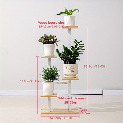 Multiple Flower Pot Holder Rack - Space-Saving Planter Stand Shelves for Indoor Home Garden Decoration and Storage Organizer Display