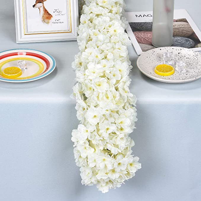 1pc 180CM/5.9ft Artificial Sakura, Fake Flowers Vine For Wedding Garden, Fake Rose Home Party Decoration Christmas Bridal Fake Silk Scrapbook Plants